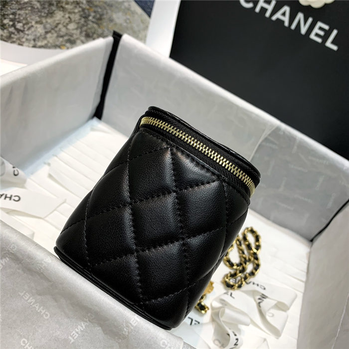 Chanel Vanity with Chain Lambskin Gold Metal Black High