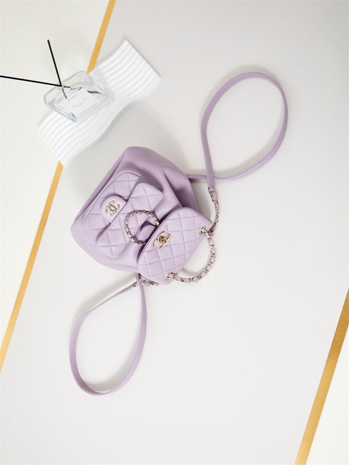 Chanel Duma Backpack 2908 Lambskin Gold-Tone Metal Lilac A