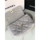 Large Chanel 19 Flap Bag Tweed, Gold-Tone, Silver-Tone & Ruthenium-Finish Metal Gray & Ecru High