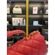 MINI FLAP BAG WITH TOP HANDLE AS2431 Grained Calfskin & Gold-Tone Metal Red High