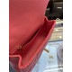 MINI FLAP BAG WITH TOP HANDLE AS2431 Grained Calfskin & Gold-Tone Metal Rose Red High