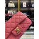 MINI FLAP BAG WITH TOP HANDLE AS2431 Grained Calfskin & Gold-Tone Metal Rose Red High