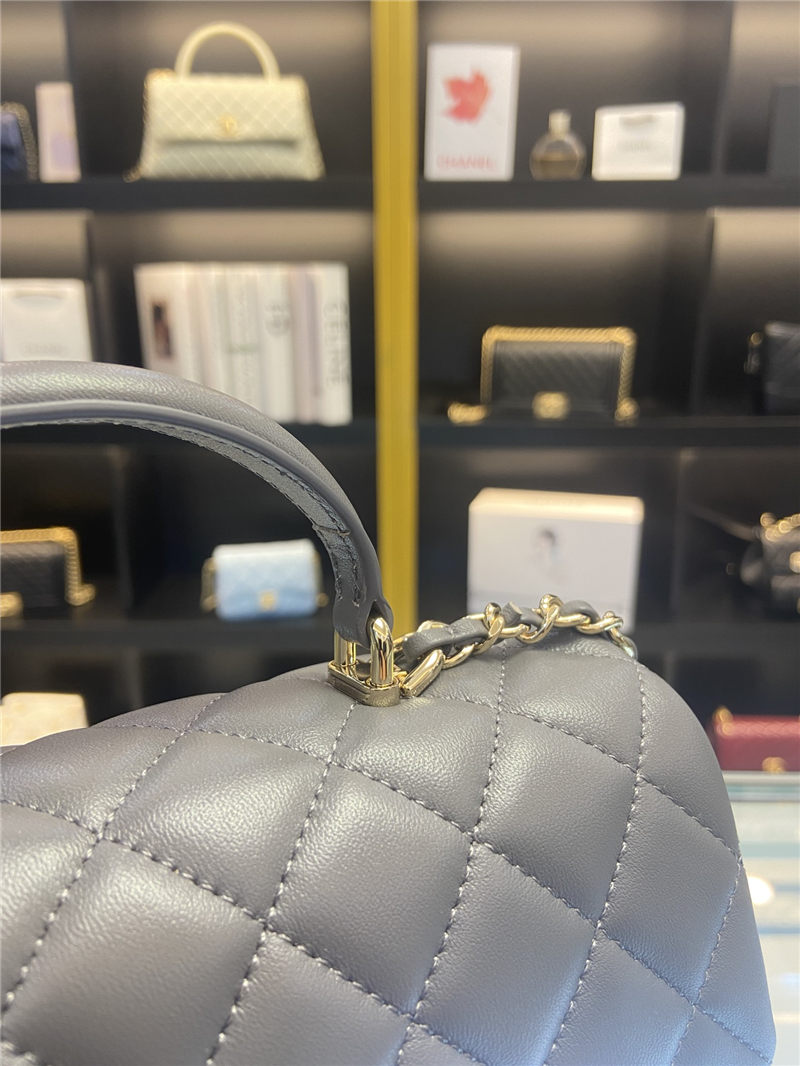 MINI FLAP BAG WITH TOP HANDLE AS2431 Lambskin & Gold-Tone Metal High