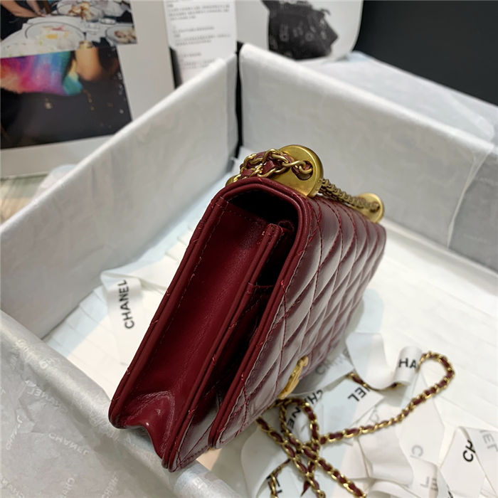 Chanel WALLET ON CHAIN Calfskin & Gold-Tone Metal AP2289 Burgundy High