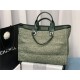 LARGE SHOPPING BAG Mixed Fibers & Silver-Tone Metal Green High