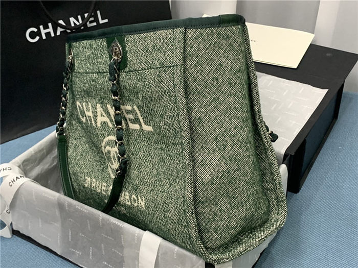 SHOPPING BAG Mixed Fibers & Silver-Tone Metal Green High