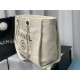 SHOPPING BAG Mixed Fibers & Silver-Tone Metal Beige High