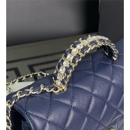 Chanel SMALL FLAP BAG With Top Diamond Handle Lambskin & Gold-Tone Metal AS4141 Navy High