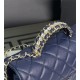 Chanel SMALL FLAP BAG With Top Diamond Handle Lambskin & Gold-Tone Metal AS4141 Navy High