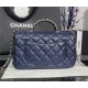 Chanel SMALL FLAP BAG With Top Diamond Handle Lambskin & Gold-Tone Metal AS4141 Navy High