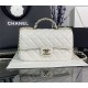 Chanel SMALL FLAP BAG With Top Diamond Handle Lambskin & Gold-Tone Metal AS4141 White High