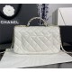 Chanel SMALL FLAP BAG With Top Diamond Handle Lambskin & Gold-Tone Metal AS4141 White High