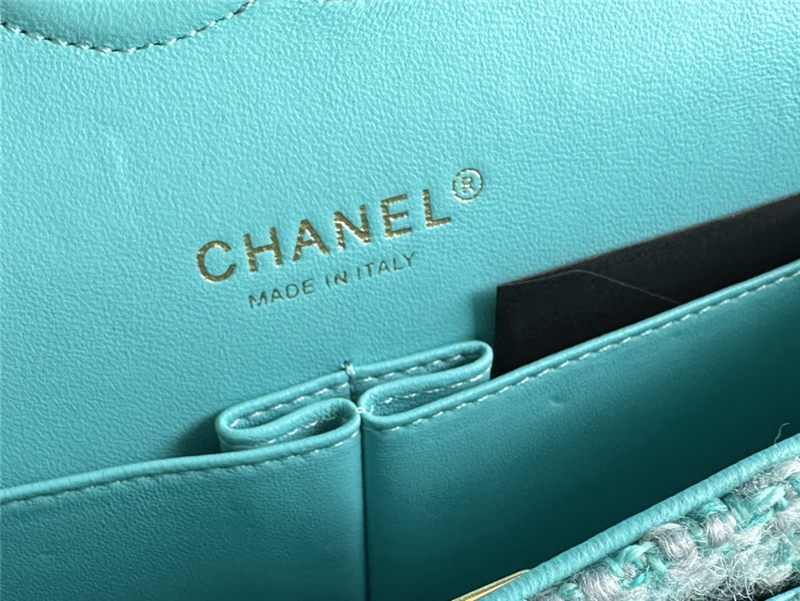 Chanel Medium Classic Flap Bag Tweed Green High