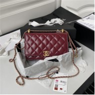 Chanel WALLET ON CHAIN Calfskin & Gold-Tone Metal AP2289 Burgundy A