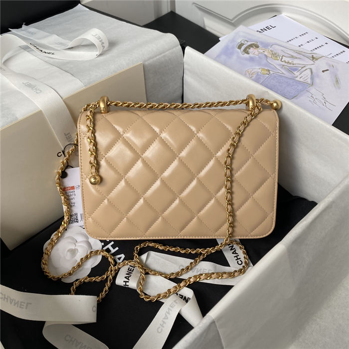 Chanel SMALL FLAP BAG Calfskin & Gold-Tone Metal AS2649 Beige A