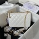 Chanel SMALL FLAP BAG Calfskin & Gold-Tone Metal AS2649 White A