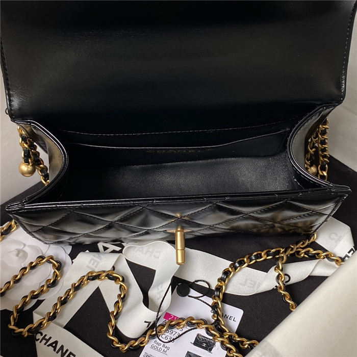 Chanel MINI FLAP BAG Calfskin & Gold-Tone Metal AS2615 Black A