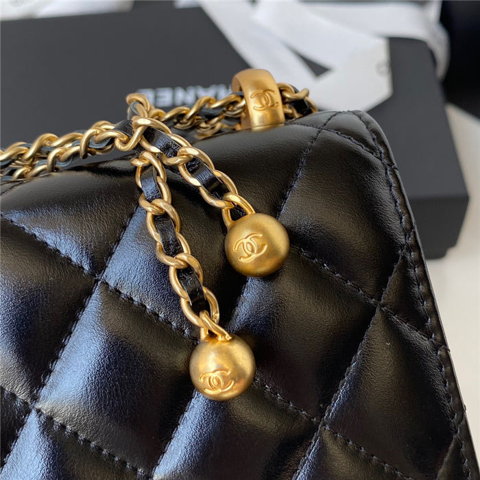 Chanel WALLET ON CHAIN Calfskin & Gold-Tone Metal AP2289 Black A