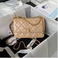 Chanel MINI FLAP BAG Calfskin & Gold-Tone Metal AS2615 Beige A