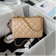 Chanel MINI FLAP BAG Calfskin & Gold-Tone Metal AS2615 Beige A