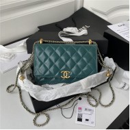 Chanel WALLET ON CHAIN Calfskin & Gold-Tone Metal AP2289 Green A