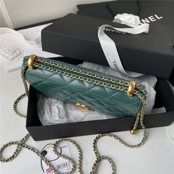 Chanel WALLET ON CHAIN Calfskin & Gold-Tone Metal AP2289 Green A