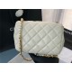 MINI FLAP BAG Calfskin, Imitation Pearls & Gold-Tone Metal White High