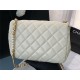 SMALL FLAP BAG Calfskin, Imitation Pearls & Gold-Tone Metal White High