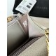 Classic Wallet on Chain A33814 Grained Calfskin Gold/Silver Metal Grey B