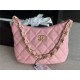 HOBO HANDBAG AS3562 Lambskin & Gold-Tone Metal Pink High