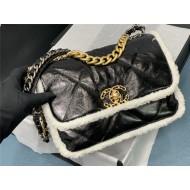 Chanel 19 Flap Bag Calfskin Gold-Tone, Silver-Tone & Ruthenium-Finish Metal Black High