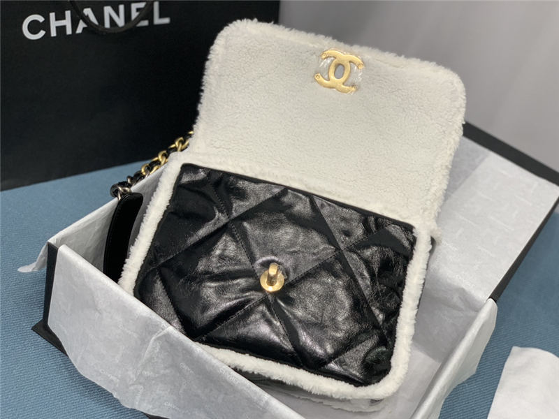 Chanel 19 Flap Bag Calfskin Gold-Tone, Silver-Tone & Ruthenium-Finish Metal Black High