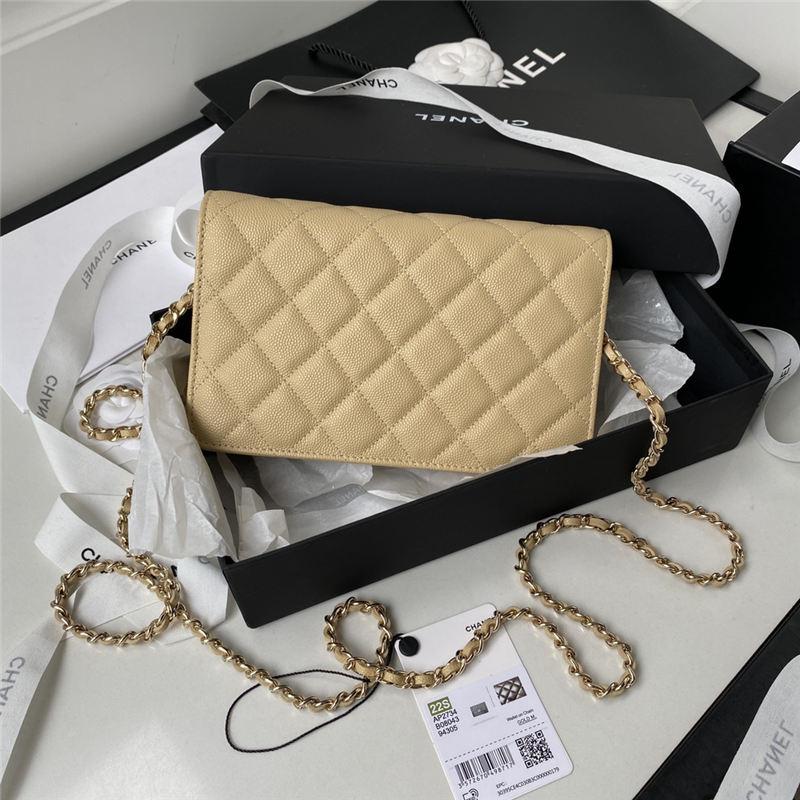 Chanel Wallet on Chain AP2734 Grained Calfskin & Gold-Tone Metal Beige A