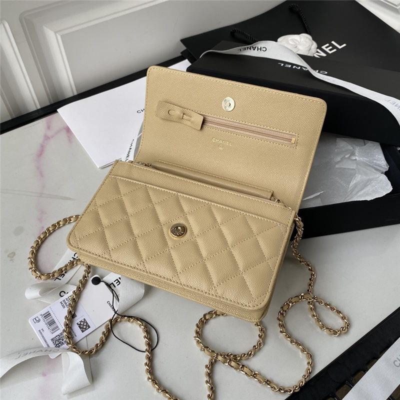 Chanel Wallet on Chain AP2734 Grained Calfskin & Gold-Tone Metal Beige A