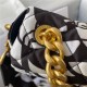 MINI FLAP BAG Printed Fabric & Gold-Tone Metal Gray & Black A