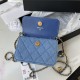 CLUTCH WITH CHAIN Denim & Gold-Tone Metal Blue AP1628 A