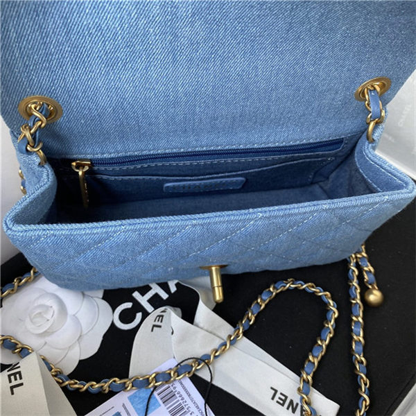 MINI FLAP BAG Denim & Gold-Tone Metal Blue AS1787 A