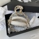 CLUTCH WITH CHAIN Lambskin & Gold Metal White A