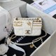 MINI FLAP BAG Lambskin, Glass Pearls, Imitation Pearls, Strass, Gold, Silver & Ruthenium Finish Metal White A