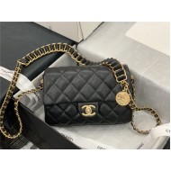 Chanel SMALL FLAP BAG Grained Calfskin & Gold-Tone Metal AS2528 Black High