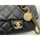 Chanel SMALL FLAP BAG Grained Calfskin & Gold-Tone Metal AS2528 Black High