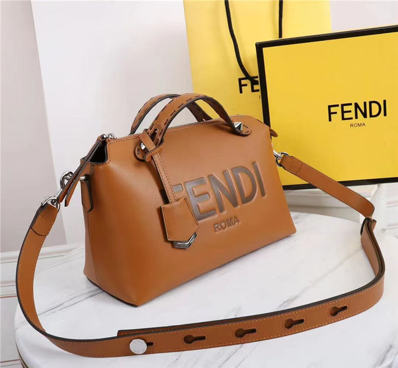 Fendi By The Way Medium Boston bag leather Brown High