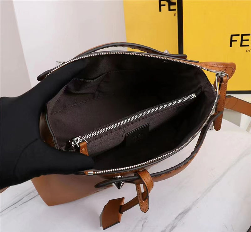 Fendi By The Way Medium Boston bag leather Brown High