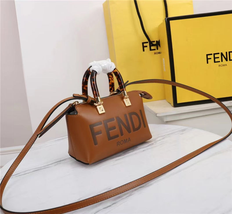 Fendi By The Way Mini Boston bag leather Brown High