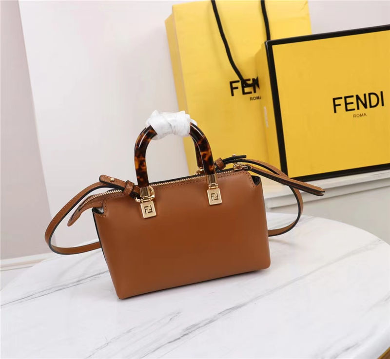 Fendi By The Way Mini Boston bag leather Brown High