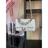 Chanel FLAP BAG AS1354 Lambskin & Gold-Tone Metal White High