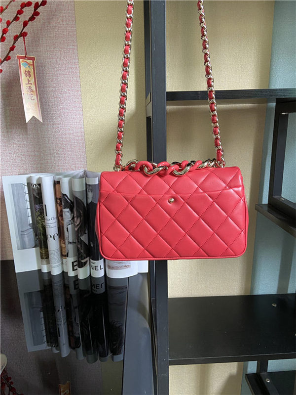 Chanel FLAP BAG AS1354 Lambskin & Gold-Tone Metal Red High