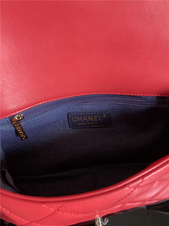 Chanel FLAP BAG AS1354 Lambskin & Gold-Tone Metal Red High