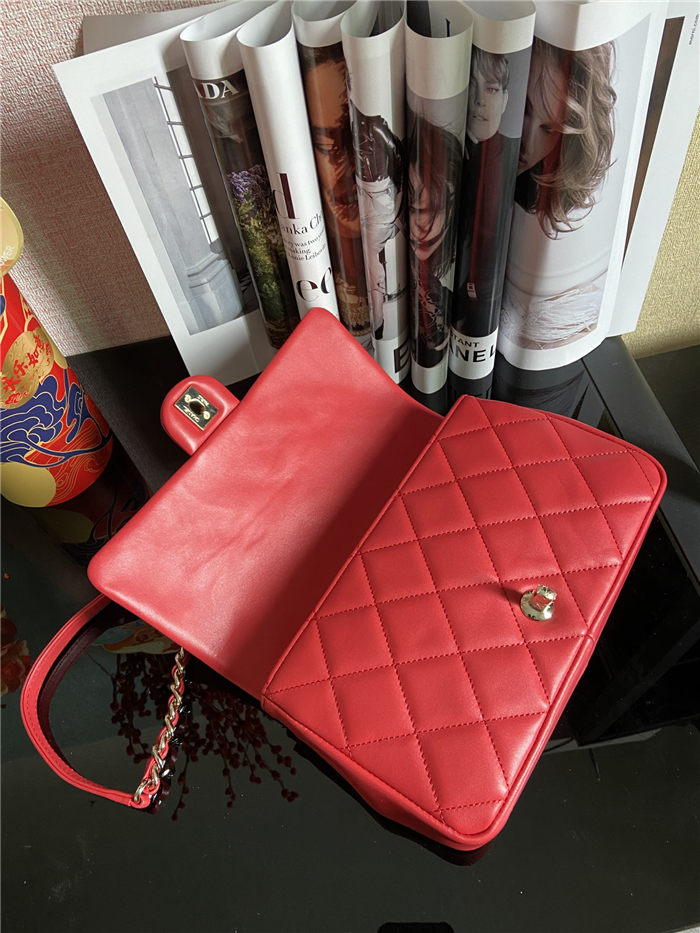 Chanel FLAP BAG AS1354 Lambskin & Gold-Tone Metal Red High