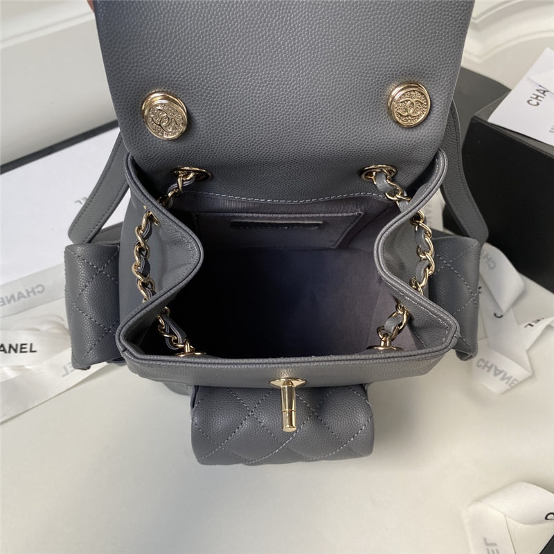 Chanel SMALL BACKPACK AS4399 Grained Shiny Calfskin & Gold-Tone Metal Grey A